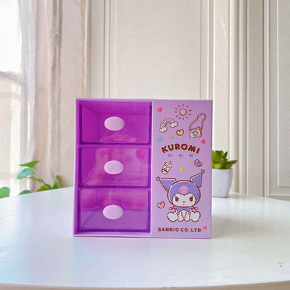 Cute Kuromi Girl Desktop Multi grid Cosmetics Storage Box Creative Pen Holder