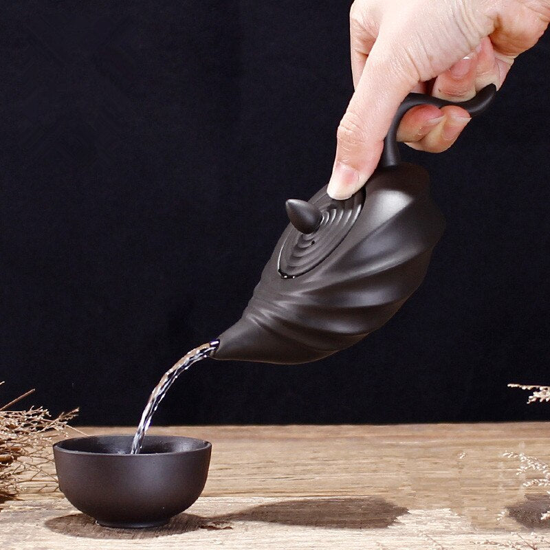 Black Chinese Teasets Kung Fu Teapot Modern Purple Clay Art Tea Pot Handmade