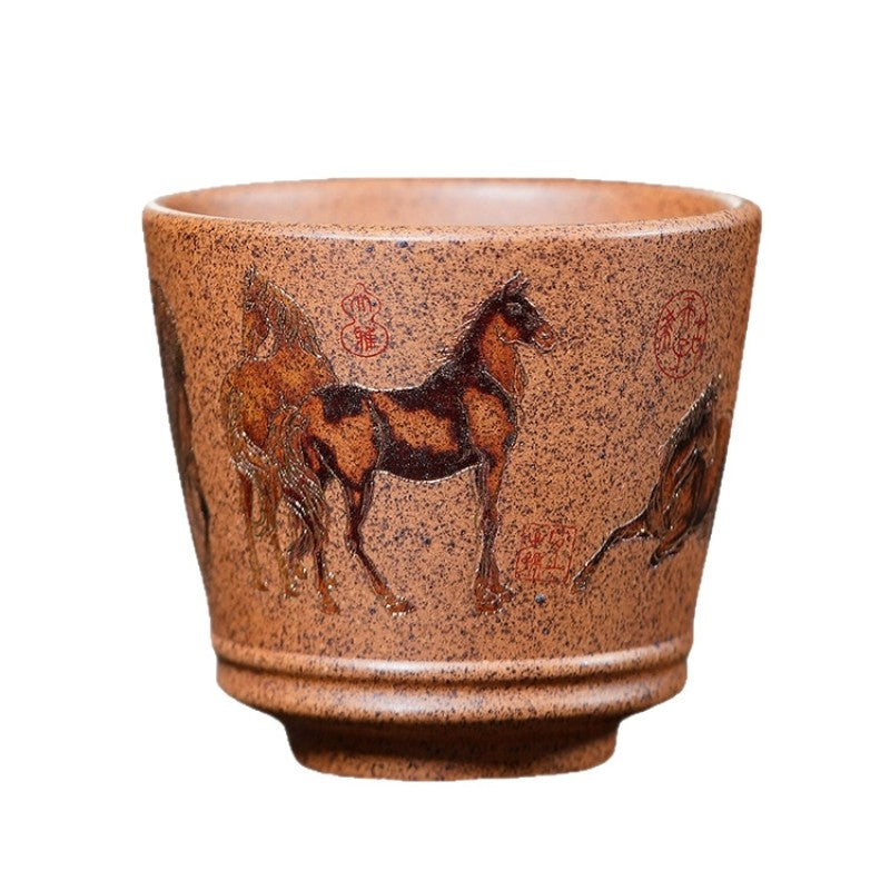 Handmade Tea Cup Chinese Real Yixing Zisha Master Cup 170ml Horse Pattern Mug