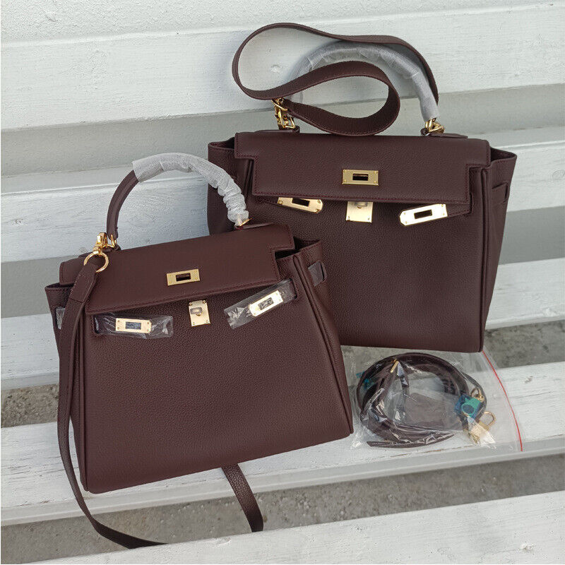 25/28cm Real Leather Flap Tote Shoulder bag Handbag Purse Fashion Briefcase