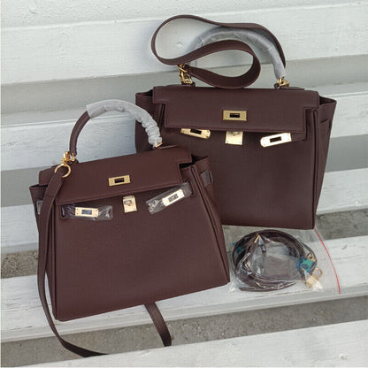 25/28cm Real Leather Flap Tote Shoulder bag Handbag Purse Fashion Briefcase