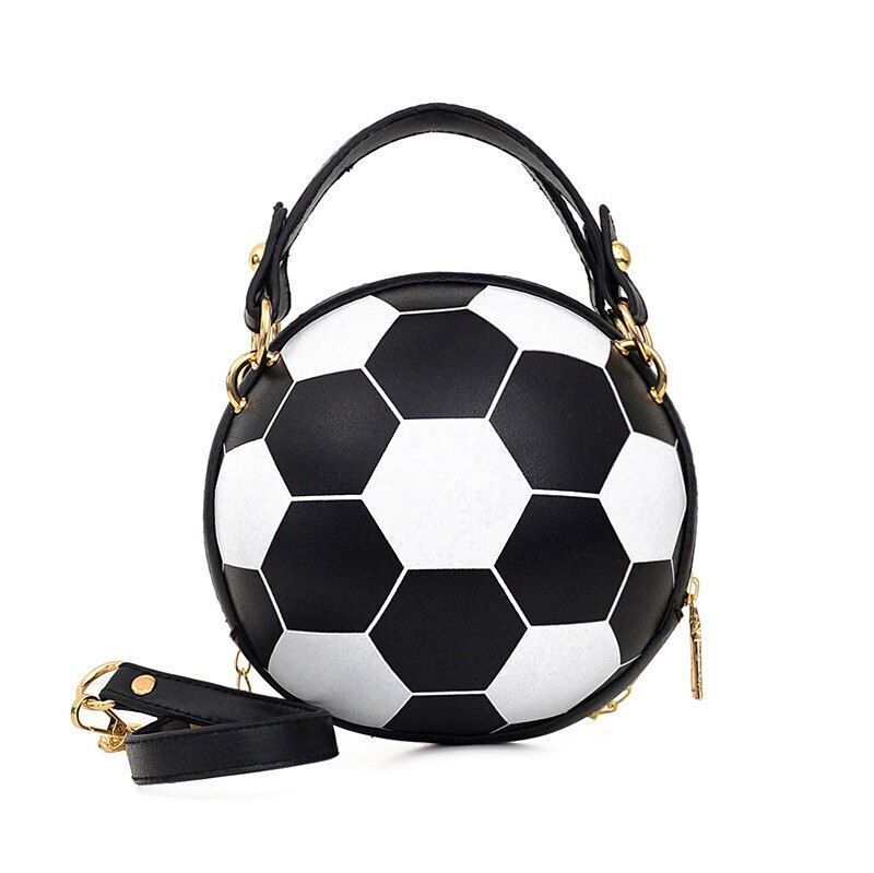 Ball Purse Shoulder Bag Crossbody Handbag Leather Pink Football Bag 16*16*8 CM