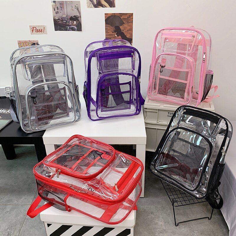 Backpack Waterproof Transparent School Bag Large Solid Clear Fashion Plastic Bag