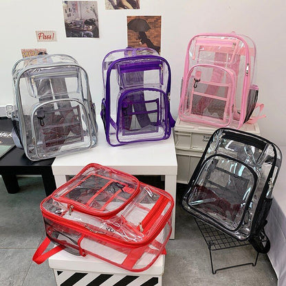 Backpack Waterproof Transparent School Bag Large Solid Clear Fashion Plastic Bag