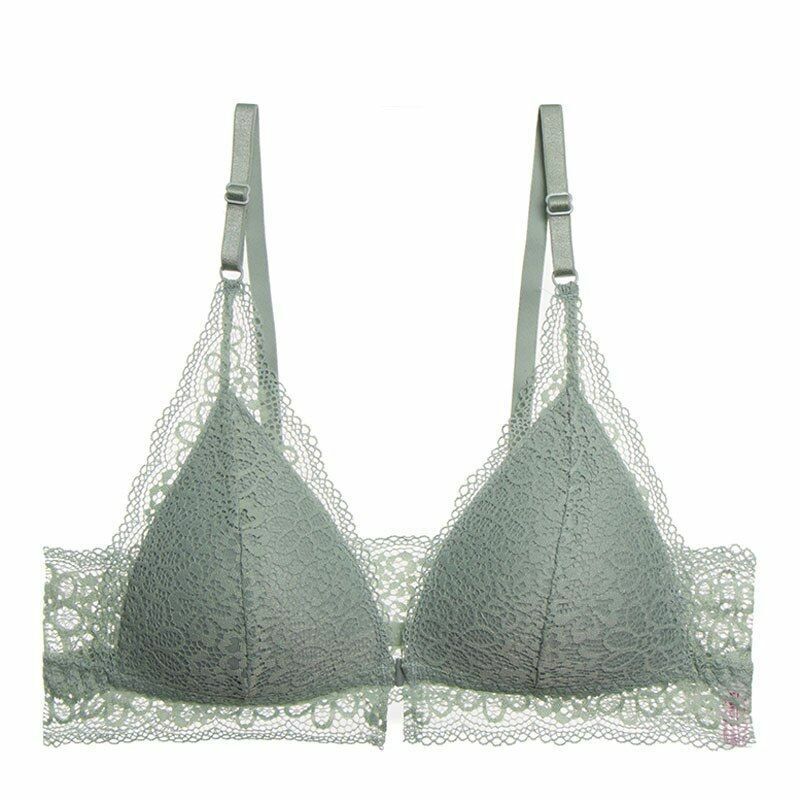 Women Bra Lace Wireless Front Closure Sexy Lingerie Push Up Breathable Bralette