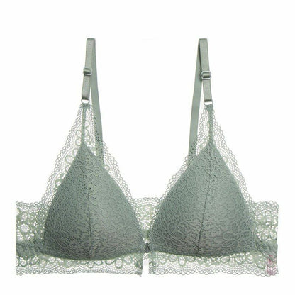 Women Bra Lace Wireless Front Closure Sexy Lingerie Push Up Breathable Bralette