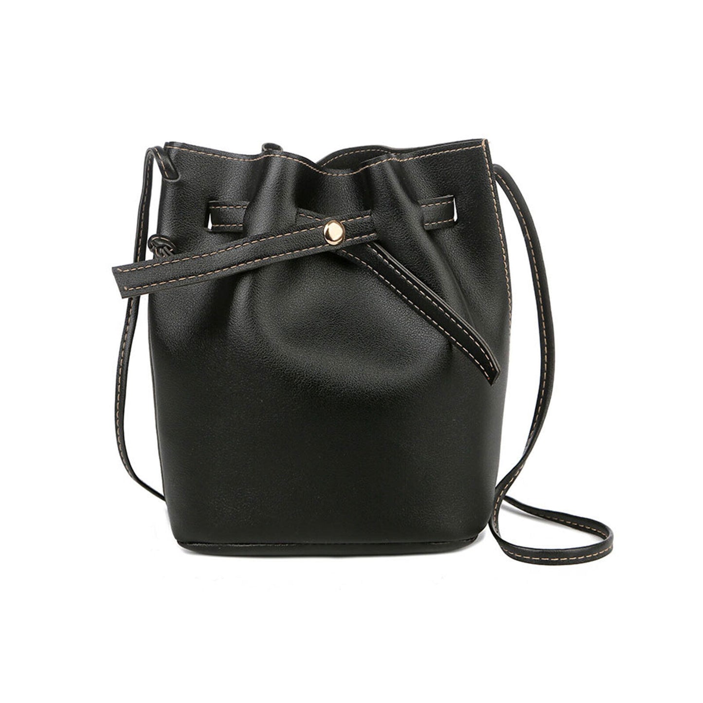 The Bucket Bag Women PU Leather Drawstring Handbag Tote Hobo Handbag Brown USA