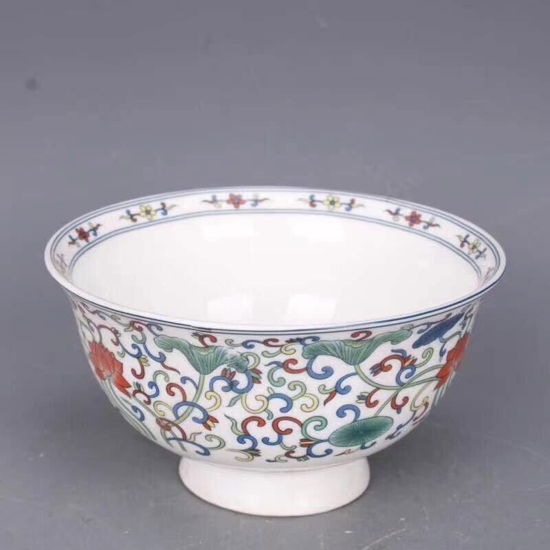 Chinese Porcelain Painted Lotus Pattern Porcelain Bowl