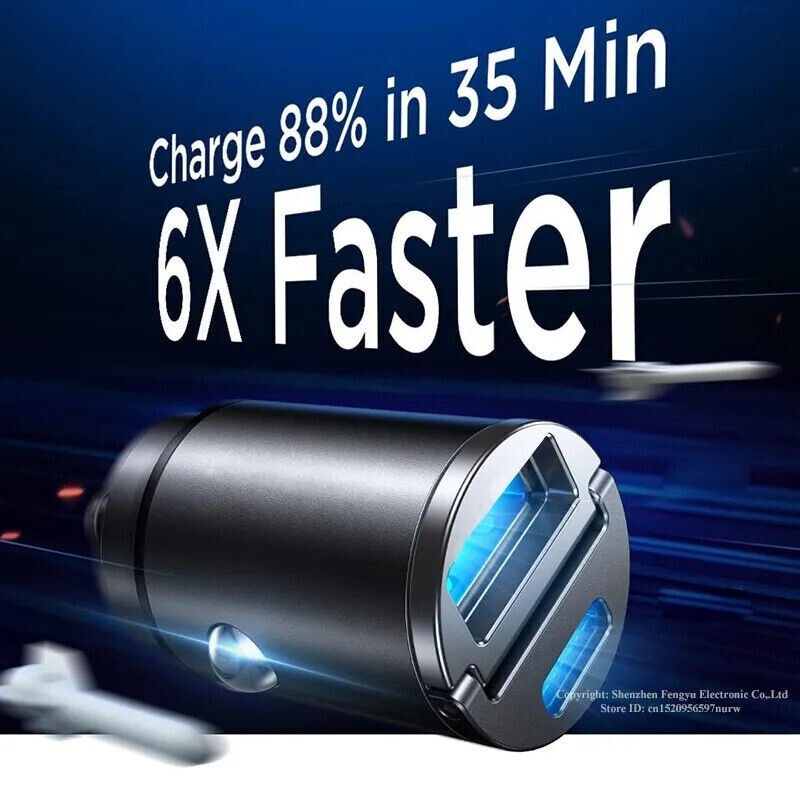 2 Port USB Super Fast Car Charger Adapter For iPhone Samsung Android Cell Phone