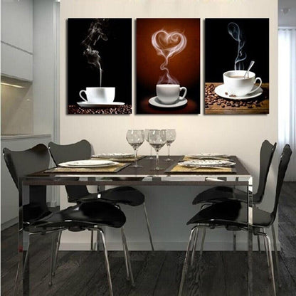 Coffee Cup Love 3 Pieces Canvas Print Wall Art Poster Home Decoration