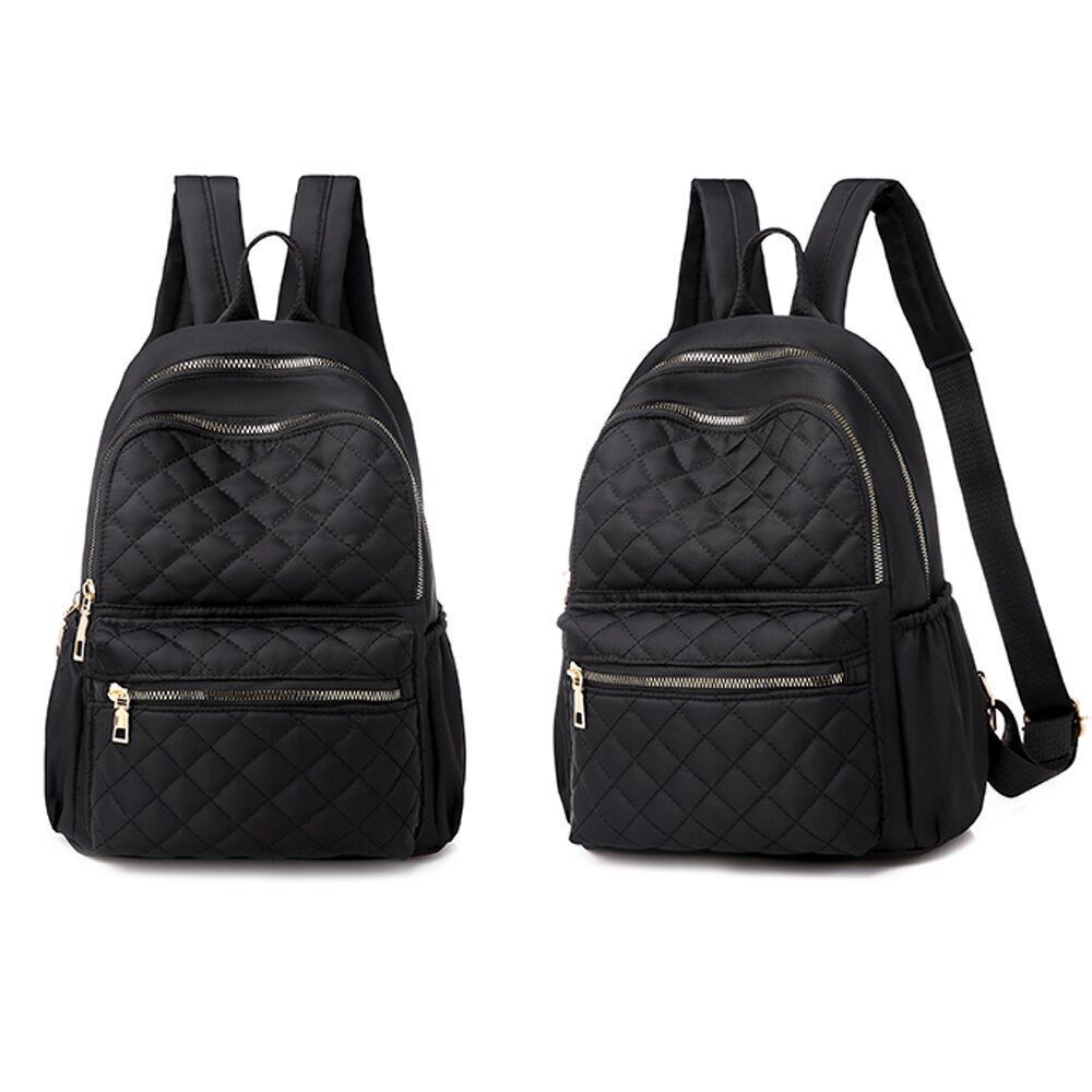 Leather Plaid Backpacks Multi Layer Zipper Fashion Shoulder Traveling School Bag
