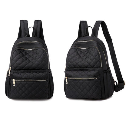 Leather Plaid Backpacks Multi Layer Zipper Fashion Shoulder Traveling School Bag