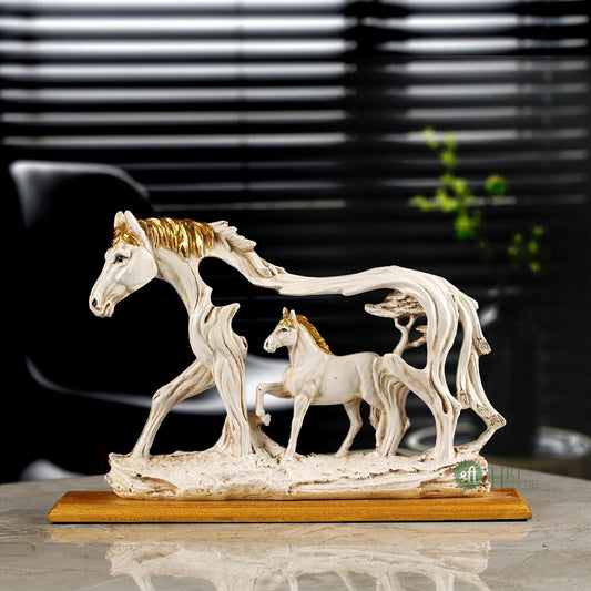 Polyresin Horse Statue with Baby Horse Animal Idol Figurine Gifts for Home Decor