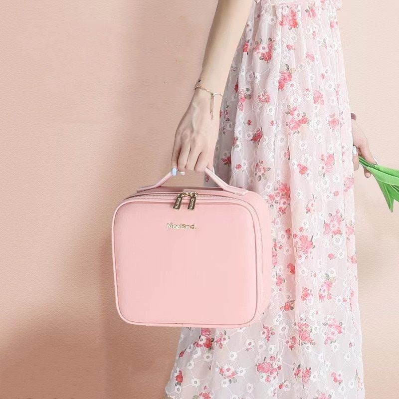 Smart LED Cosmetic Case Mirror Bag Large Fashion Storage Bag Travel Makeup Purse