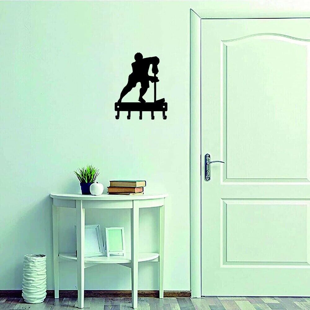 Hockey Defense Sport Key Hooks Holder Wall Mounted Hook Up Wall Art Home Decor