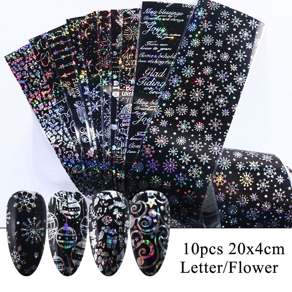 Nail Art 10Pcs Matte Metallic Foils Gold Silver Mirror Starry Paper Gel Stickers
