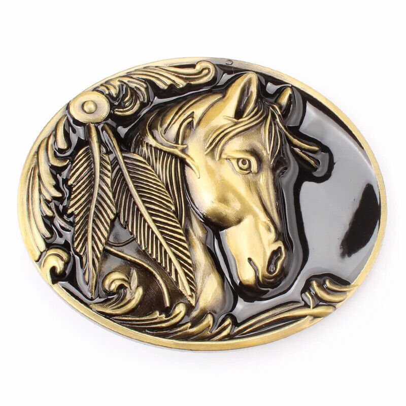 Men Belt Buckles 3.8cm Width Suitable Animal Horse Fashion Waistband Accessories