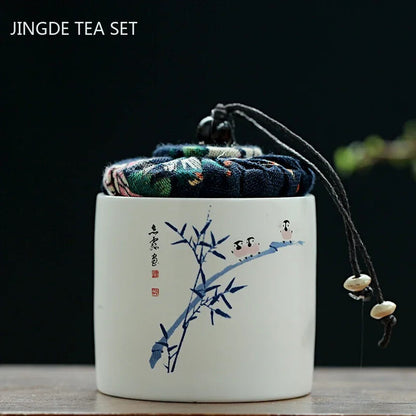 8cm Ceramics Tea Caddy Tieguanyin Storage Tank Portable Travel Tea Box Sealed