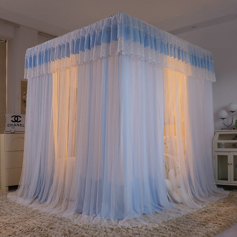 Double Layers Blackout Mosquito Net Princess Bed Dust Proof Bed Curtain Drapes