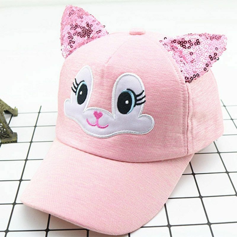 Baby Hats Spring Summer Girl Baseball Caps Glitter Rabbit Ear Pearl Sun Children