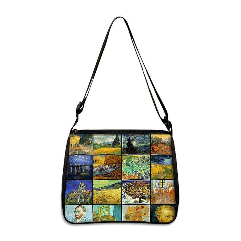 Famous Paintings Handbag Women Shoulder Bags Shopping Bag Canvas Pouch Zipper