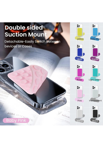 2 Pk Silicone Suction Cup Phone Case Mount Strong Grip Holder for iPhone/Android