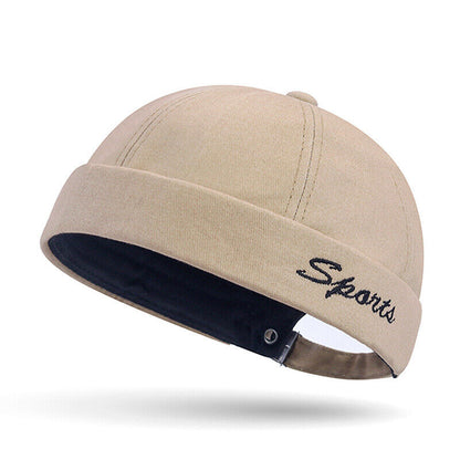 Brimless Docker Cap Hat Skullcap Sailor Rolled Cuff Retro Beanie Hats Adjustable