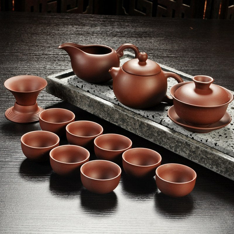 China Kung Fu Purple Sand Teapot Tea Set Ceramic Teapot Cup Handmade Drinkware