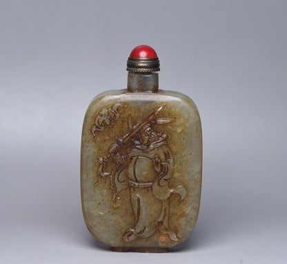 Chinese Natural Hetian Jade Hand Carved Figure Story Figurines Snuff Bottle Rare