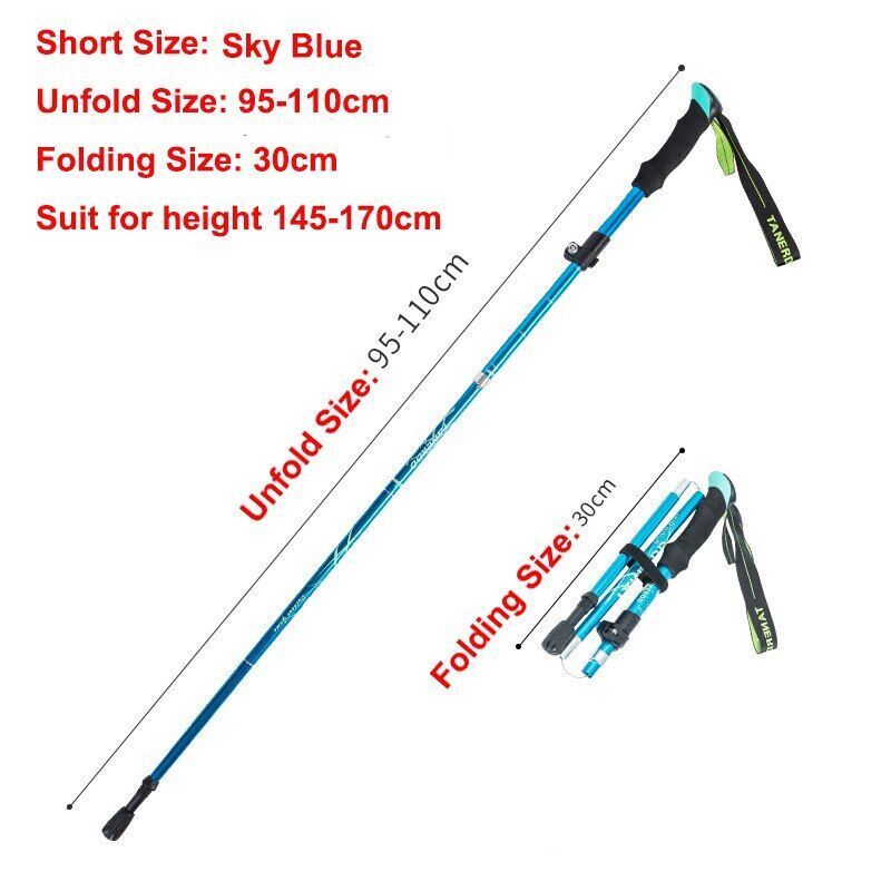 5-Section Folding Trekking Poles Nordic Walking Stick Hiking Telescopic Cane 1PC
