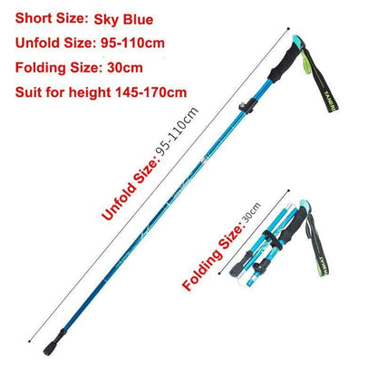5-Section Folding Trekking Poles Nordic Walking Stick Hiking Telescopic Cane 1PC