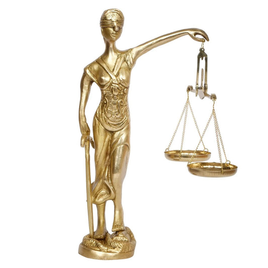Brass Blind Folded Justice Lady Lawyer Judge Statue Idol Sculpture Figurine