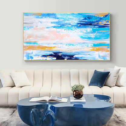 Modern Minimalist Living Room Porch Vertical Sea Sky Hand-painted Oil Painting