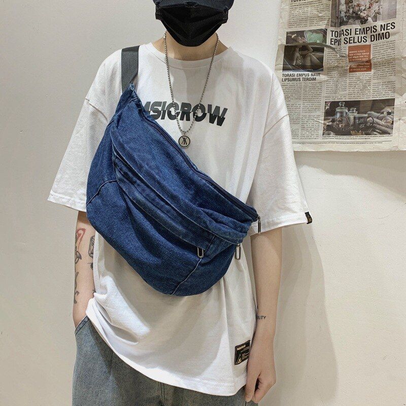 Crossbody Bag Shoulder Bag Denim Women Large Capacity Messenger Bag 44*7*18 CM