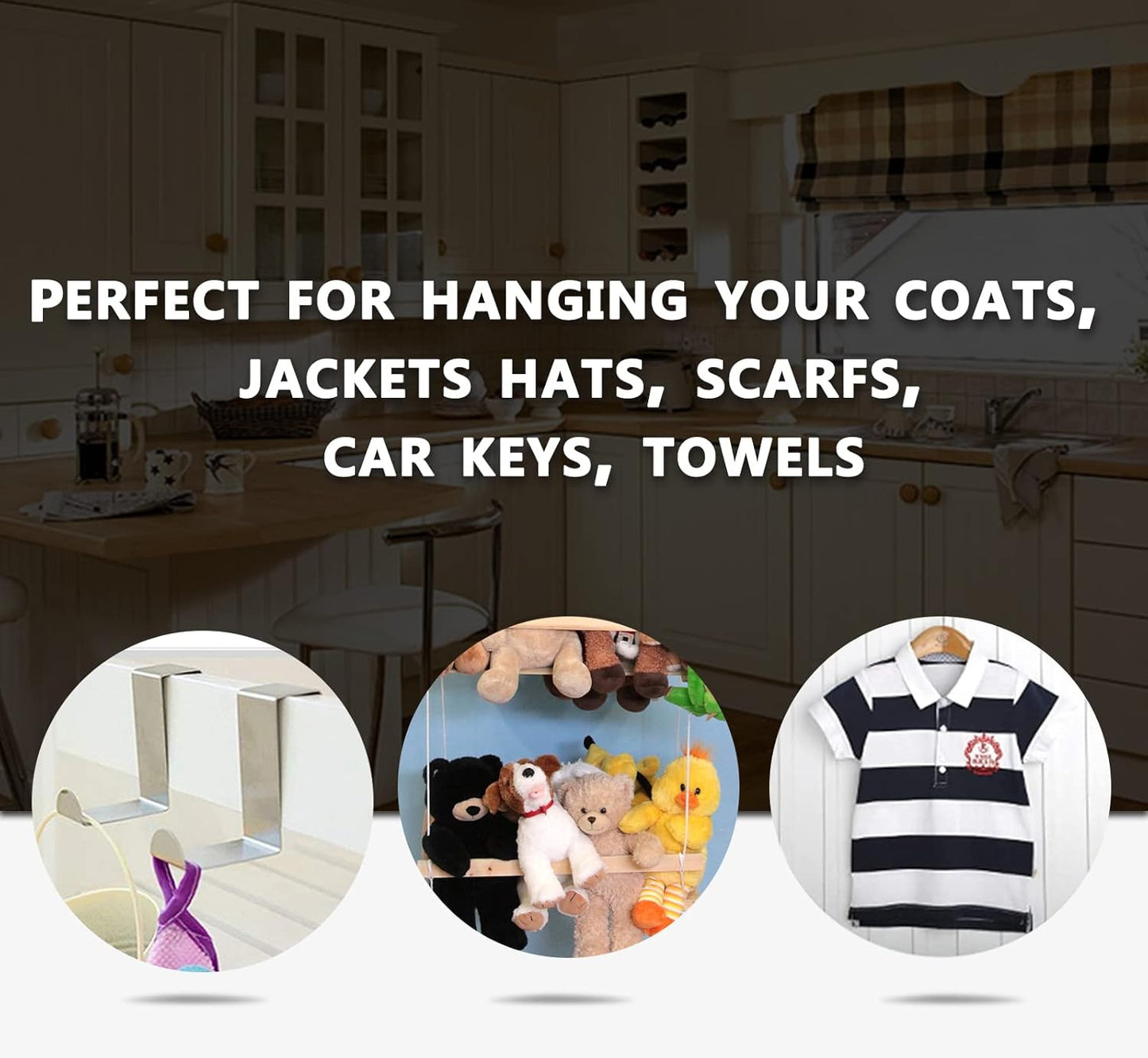 3x Door Hook Hanger Kitchen Coat Wall Storage Over Hanging Towel Hooks Bathroom