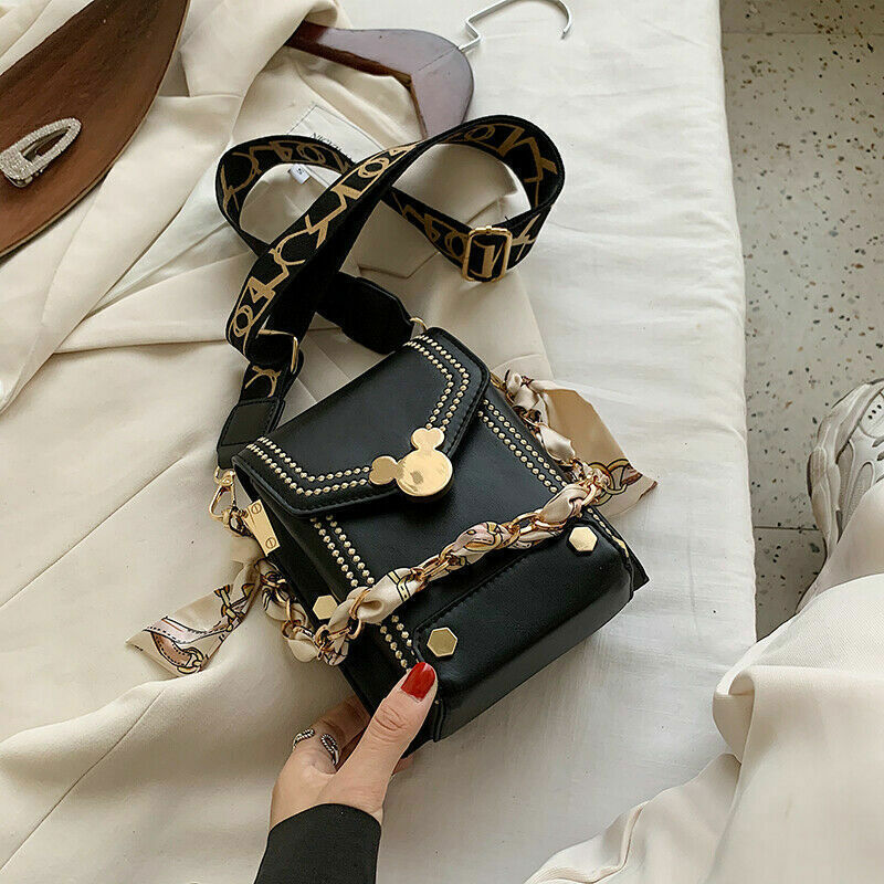 PU Leather Crossbody Bags For Women small Shoulder Handbag Chain Bag