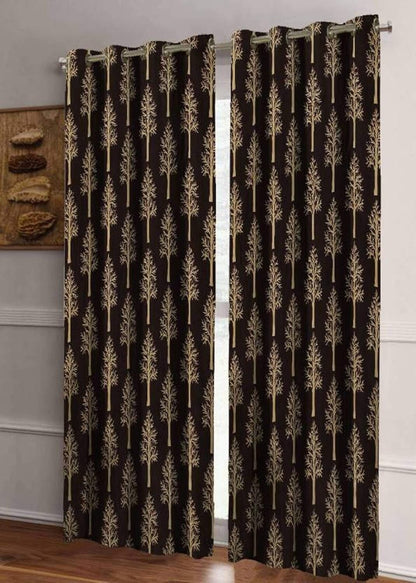 New 2 Pieces Printed Window Curtain Set 5 Feet Brown