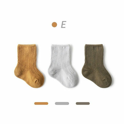 Socks 3 Pairs Baby Girl Boy Toddler Cotton Clothes Accessories Pure Color Combed