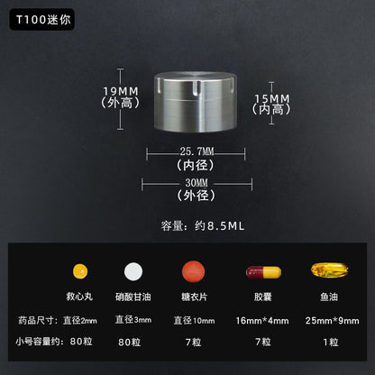 Titanium Pill Holder Case Container Jewelry Organizer Waterproof Tea Storage Box