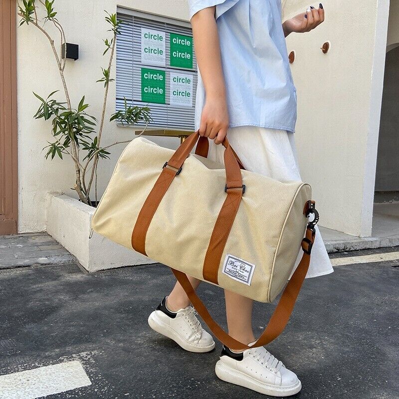 Canvas Waterproof GYM Sports Travel Luggage Bag Wet Pocket Shoe Compartment Tote