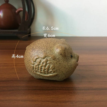 Chinese Handmade Porcelain Luck Frog Tea Pet Zen Tea Set Coarse Pottery Collect