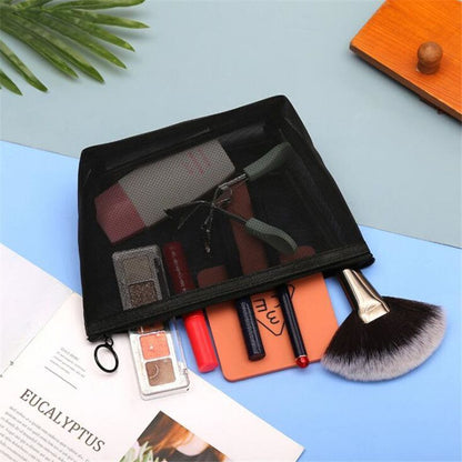 3pcs/set Zipper Toiletry Wash Bags Make Up Transparent Mesh Case Organizer Purse