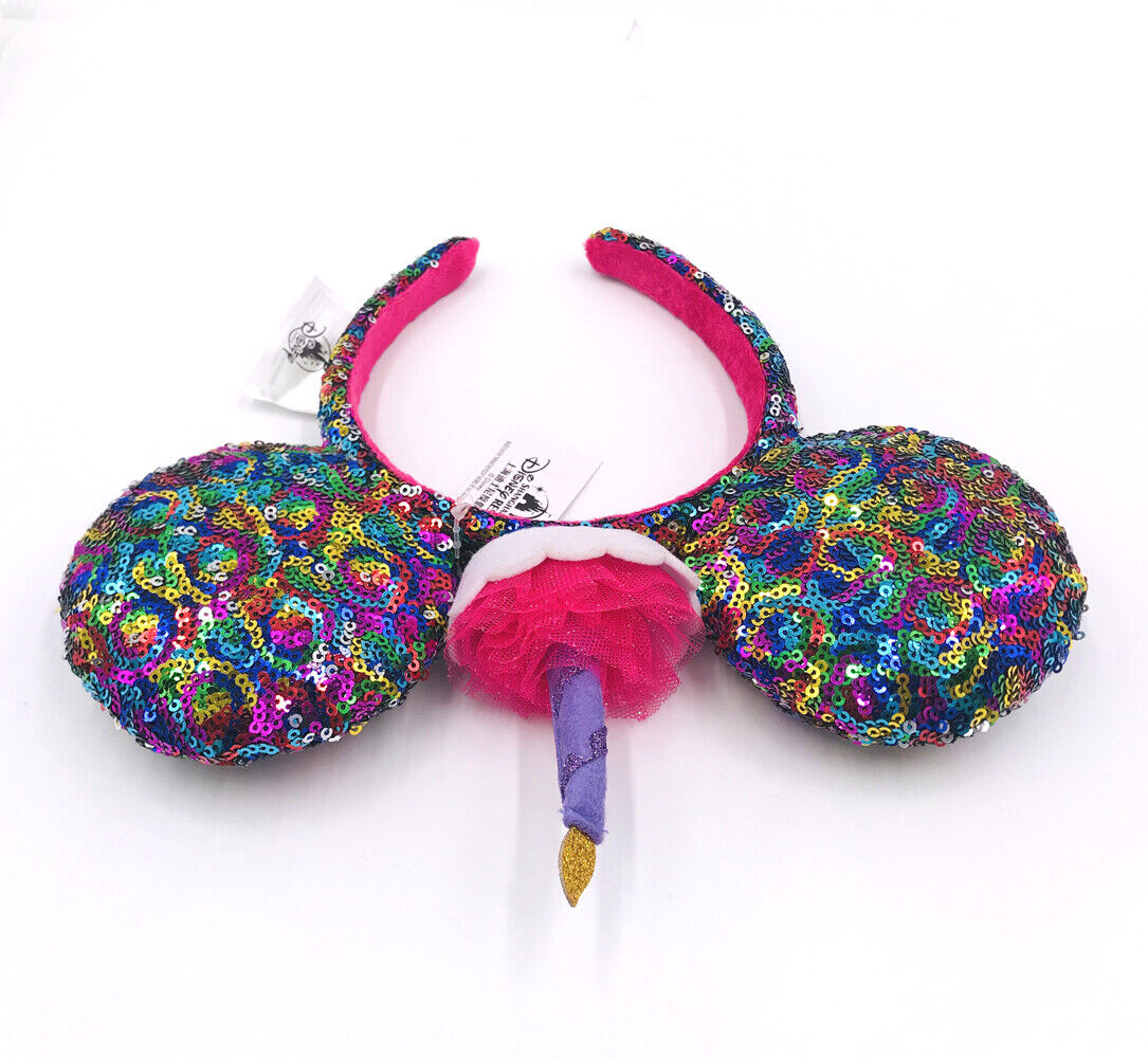 Kids New Hat Disney Parks Candle 2020 Minnie Ears Sequins Multicolor Headband