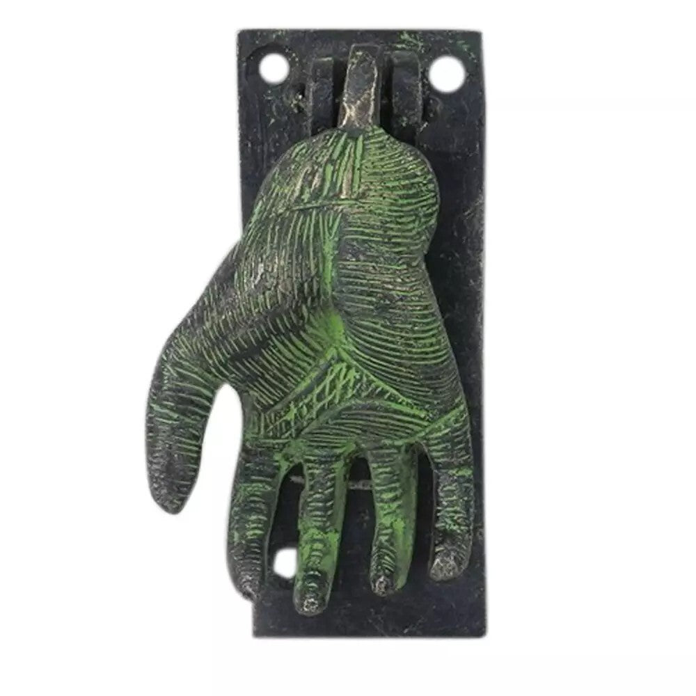 Antique Look Brass Hand Shape Patina Door Knocker Door Bell Home Decor