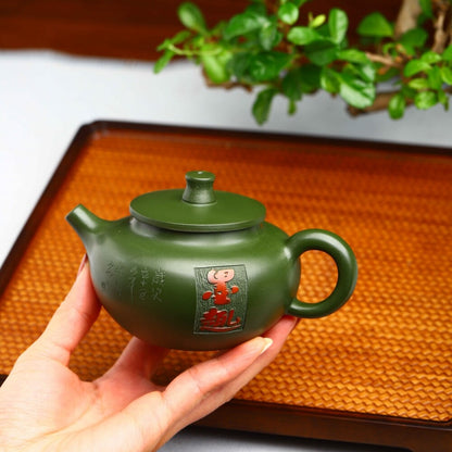 Marked Tea Pot Real Yixing Zisha Republic Green Clay Master Pot Handmade Craft