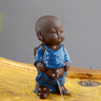 real yixing zisha tea pet monk pee doll China creative tea play purple clay boy