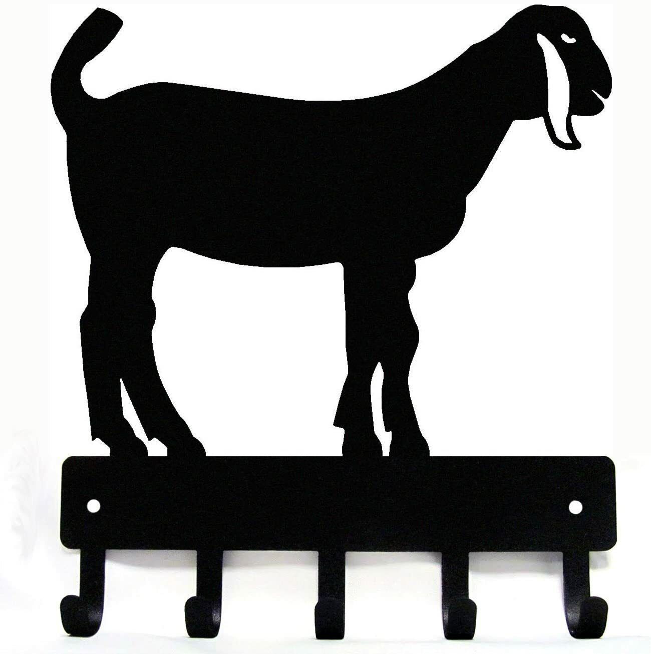 Nubian Goat #2 Key Rack - 6 inch Wide/9 inch Wide Metal Wall Art