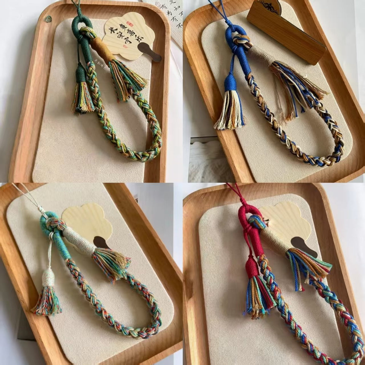 Tibetan Handmade Cotton Tassel Lanyard 4pcs Phone Bag Wrist Strap