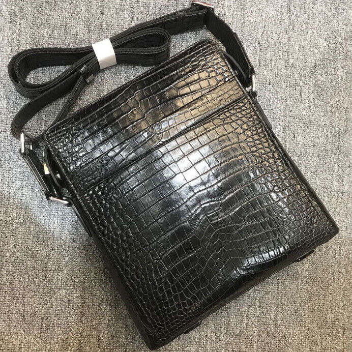 Handcrafted Siamese Crocodile Skin Leather 10" Men Luxury Shoulder/Messenger bag