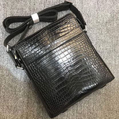 Handcrafted Siamese Crocodile Skin Leather 10" Men Luxury Shoulder/Messenger bag